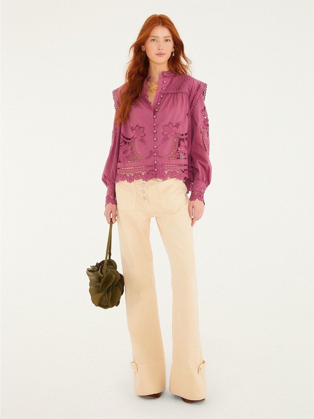 Farm Rio Buttoned Flare Pants - Picture 5 of 12